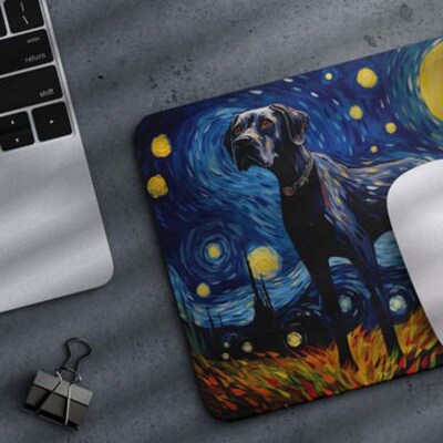 Mouse Pad Starry Night Great Dane Dog Mousepad for Home Office Non-Slip Rubber Puppy Mouse Pad - image2